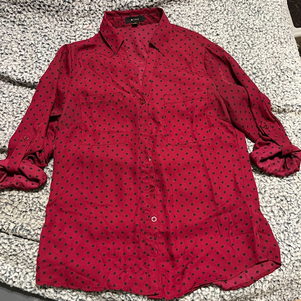Satin material collared button down blouse